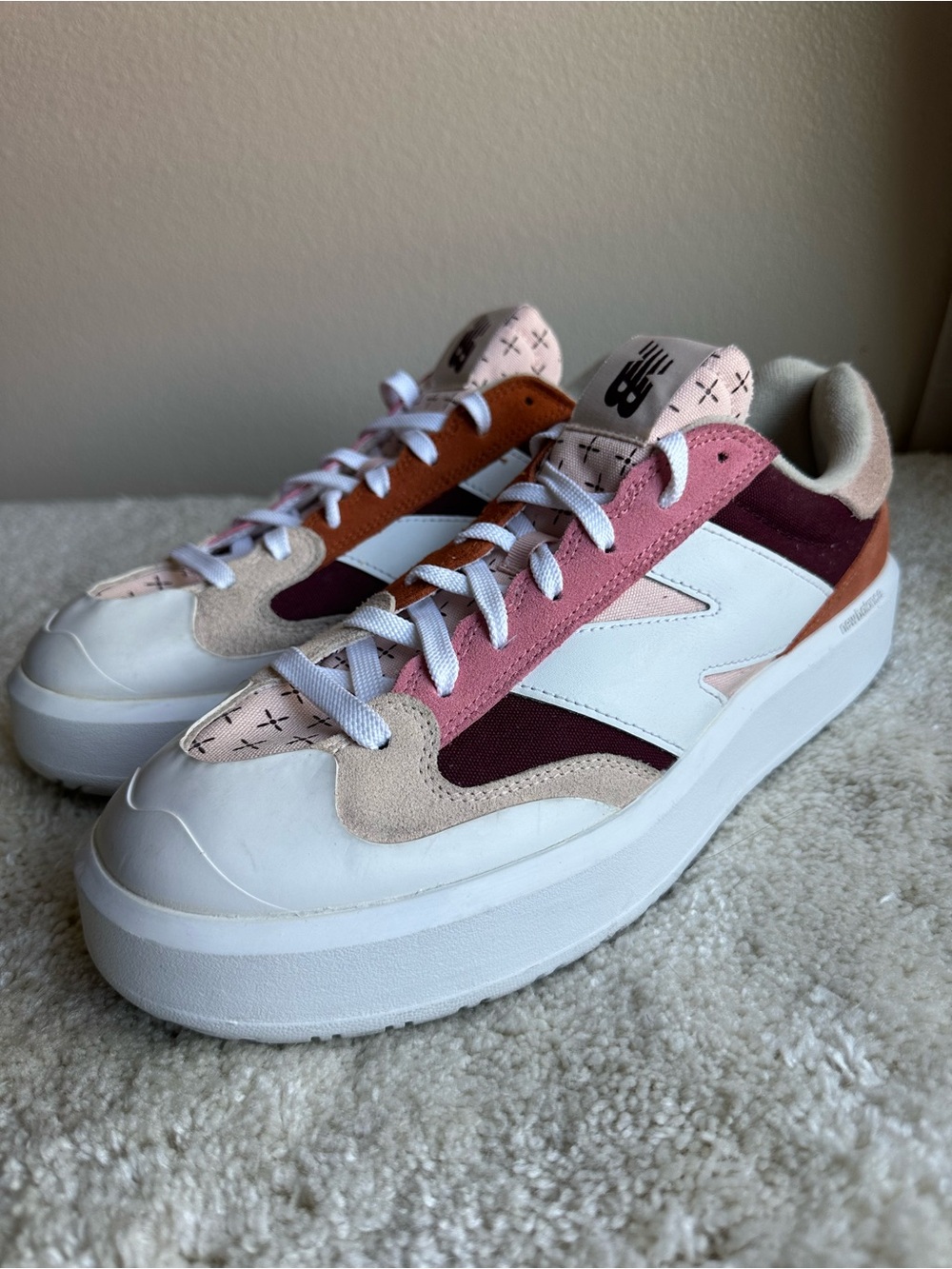 New Balance CT302 Burgundy Pink Haze Colorblock Suede Low Top Sneakers Mens 11.5